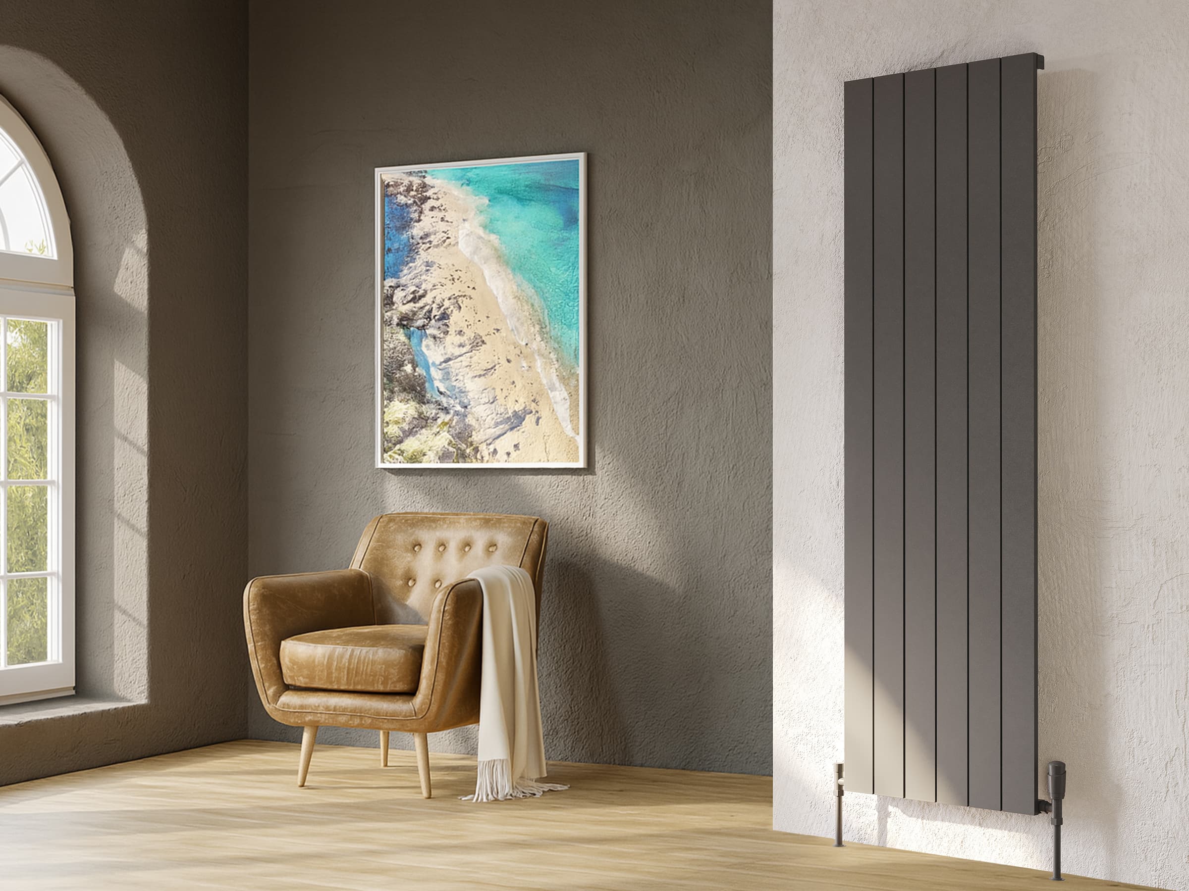 Дизайнерский радиатор LOJIMAX коллекция KALSEDON 1800x470 мм, BLACK SATIN