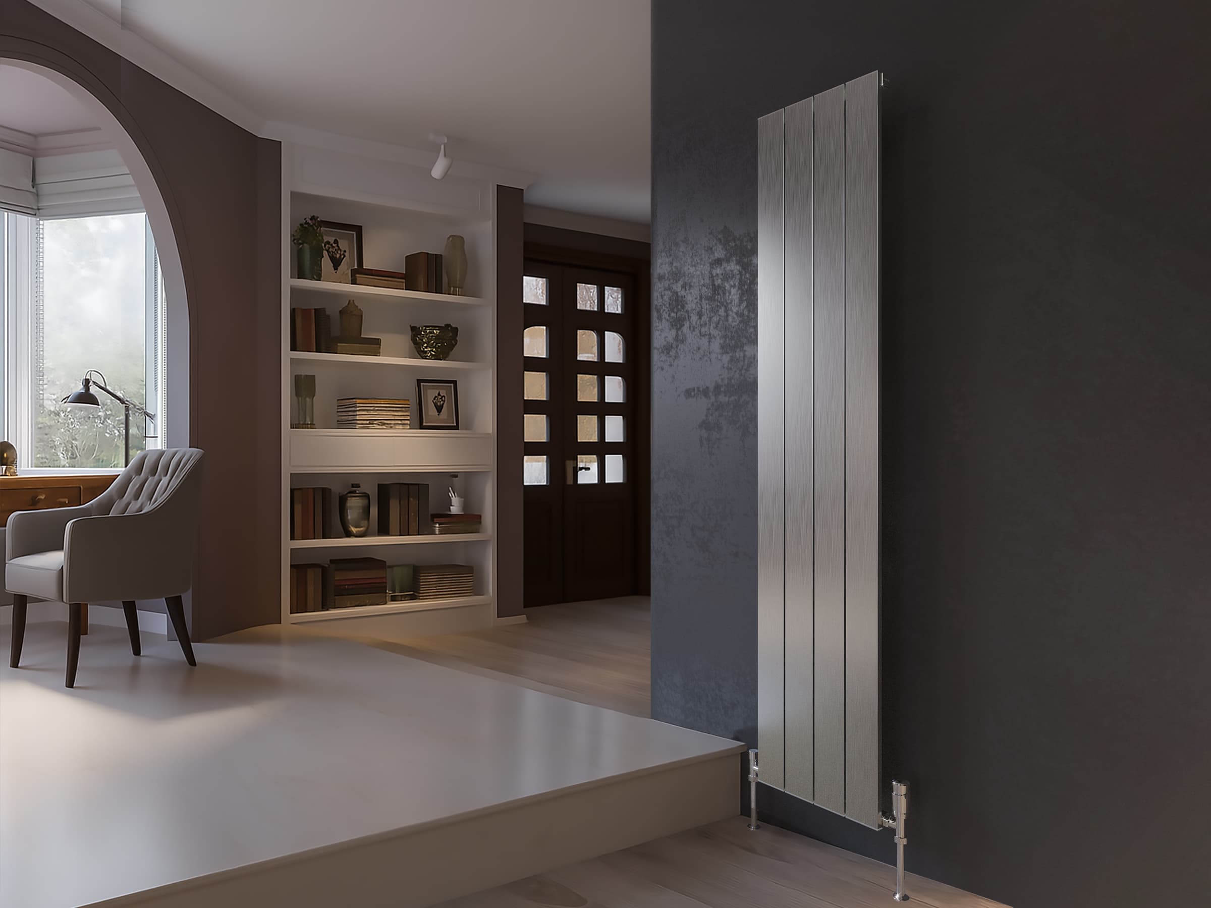 Дизайнерский радиатор LOJIMAX коллекция KALSEDON 1600x375 мм, INOX SATIN
