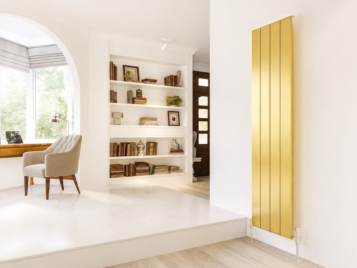 Дизайнерский радиатор LOJIMAX коллекция KALSEDON 1600x375 мм, GOLD SATIN