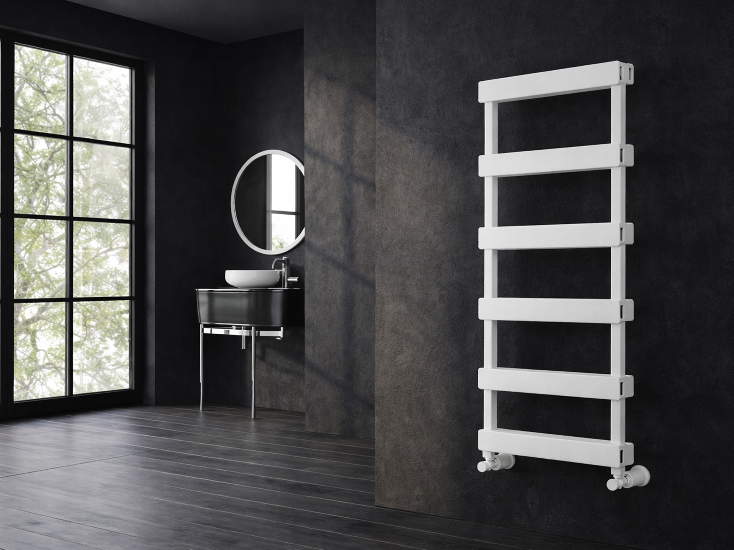 Uscător de prosoape decorativ LOJIMAX, colecția FABIO Lățime 400 mm. Înălțime 700 mm. alb mat