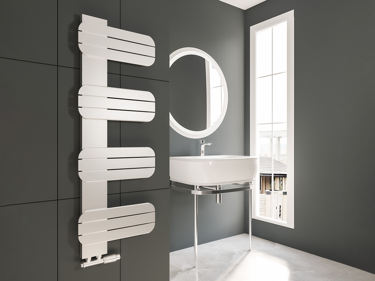 Uscător de prosoape decorativ LOJIMAX, colecția DOLINA Lățime 250 mm. Înălțime 400 mm. alb mat