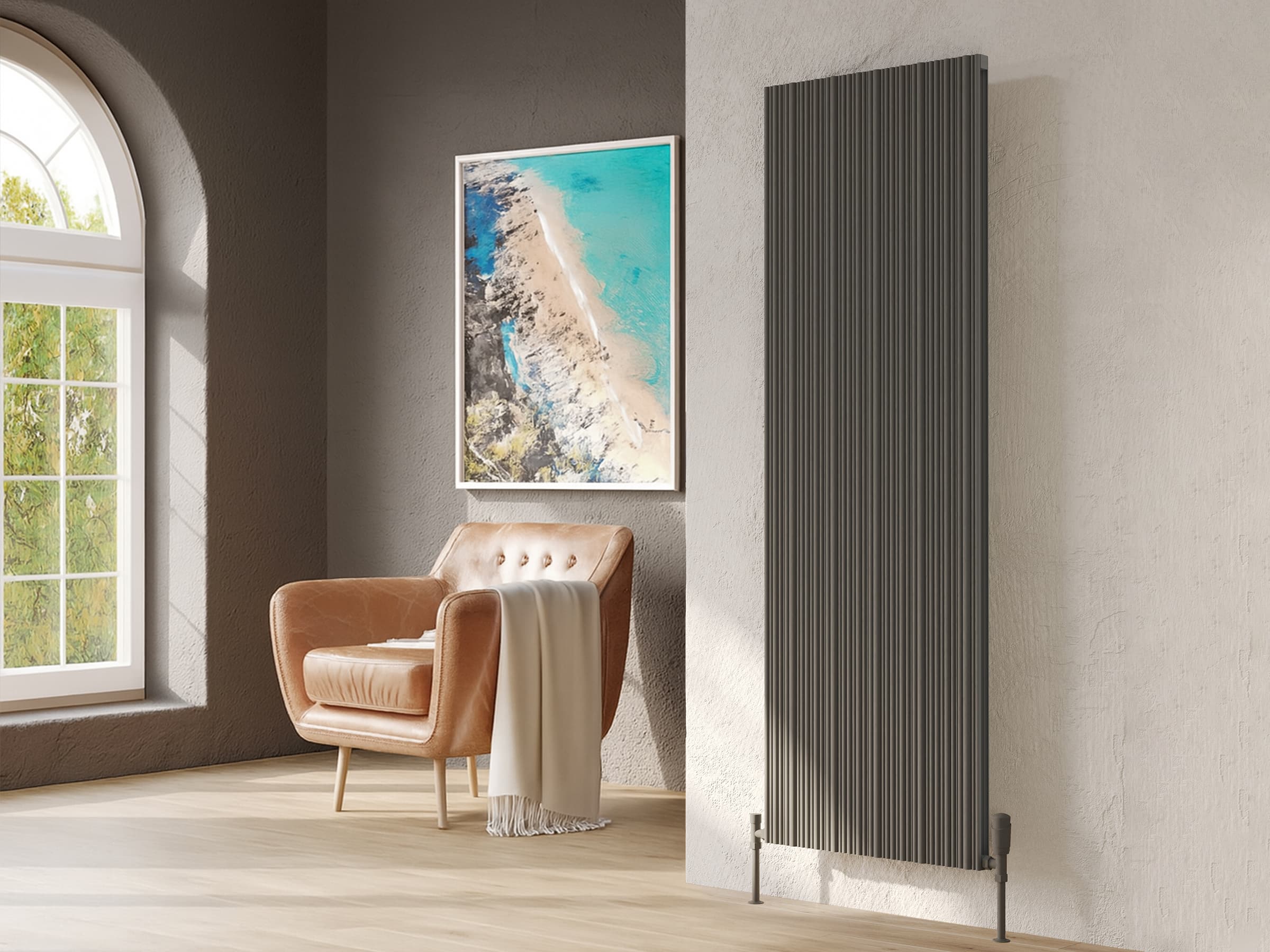 Дизайнерский радиатор LOJIMAX коллекция BAMBOO DOUBLE 1800x479 мм, Антрацит 
