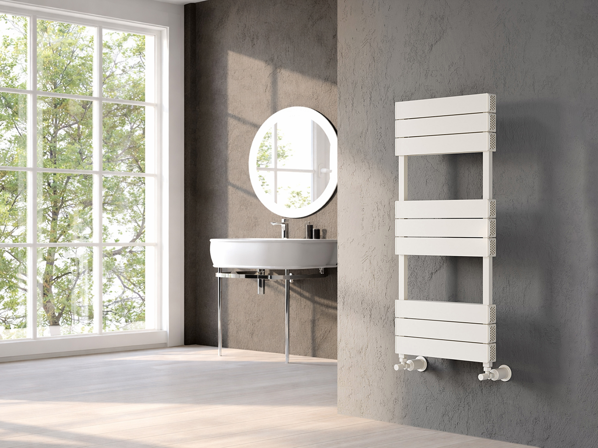 Uscător de prosoape decorativ LOJIMAX, colecția CALVIN Lățime 400 mm. Înălțime 700 mm. alb mat