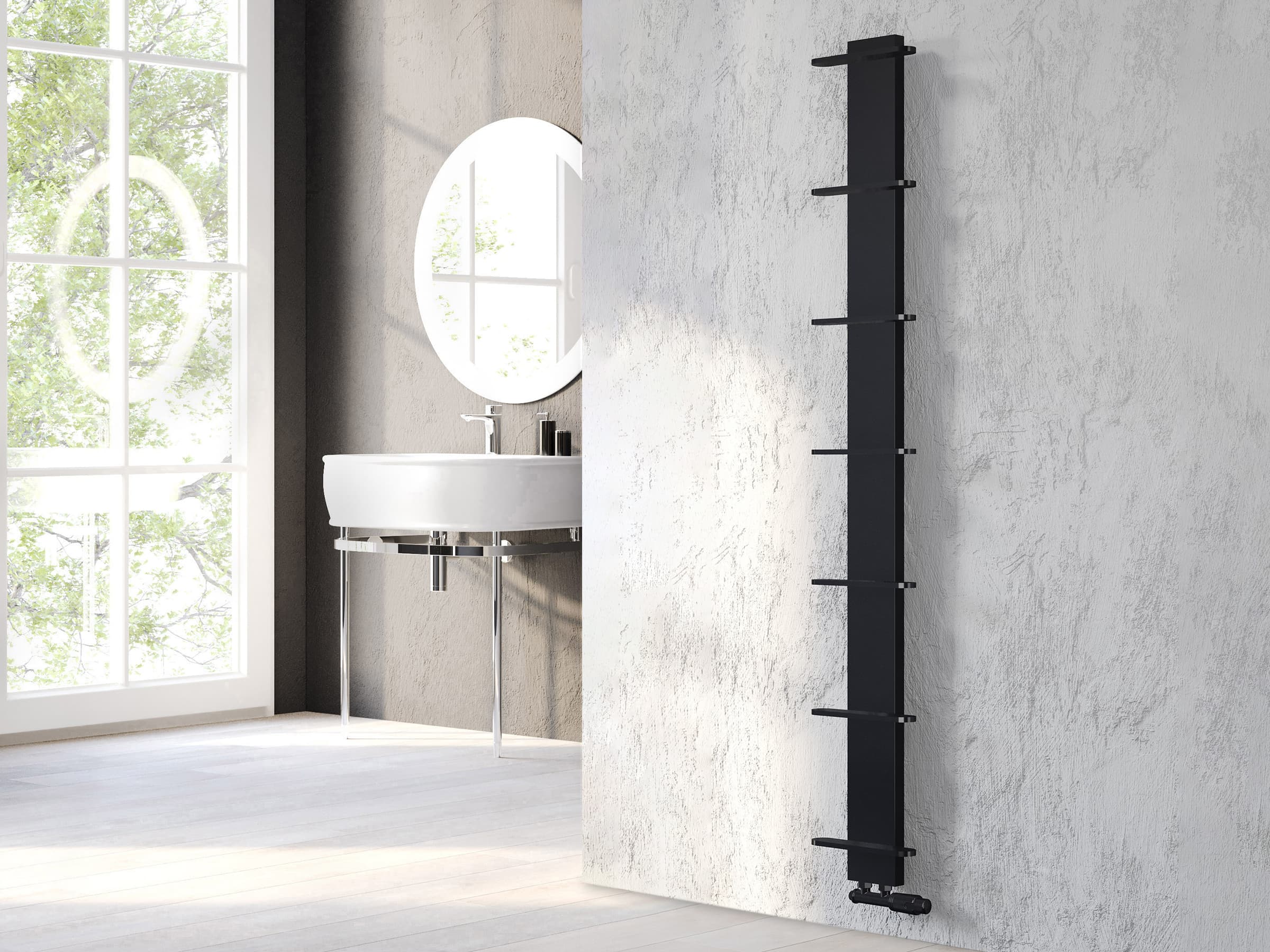 Uscător de prosoape de design LOJIMAX colecția CARETTA 1675x250 mm, Negru