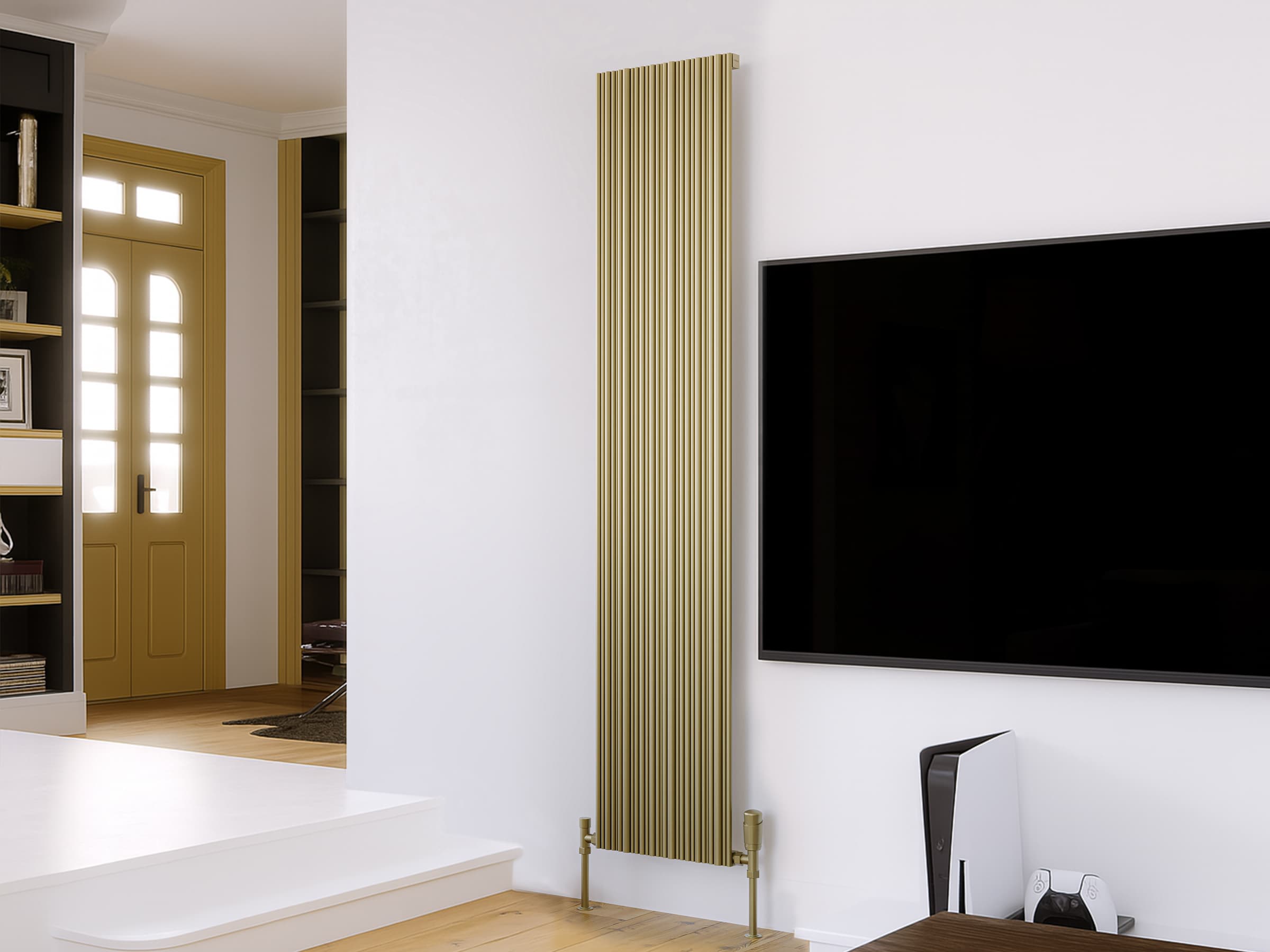 Calorifer decorativ LOJIMAX, colectia BAMBOO inaltimea 300 mm. latimea 839 mm. BRONZE MATT ANODISING