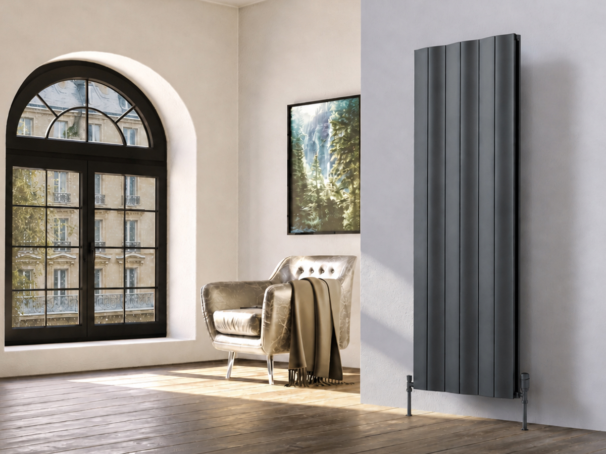 Дизайнерский радиатор LOJIMAX коллекция AMAZONITE DOUBLE 1600x620 мм, Серый (Juniper)