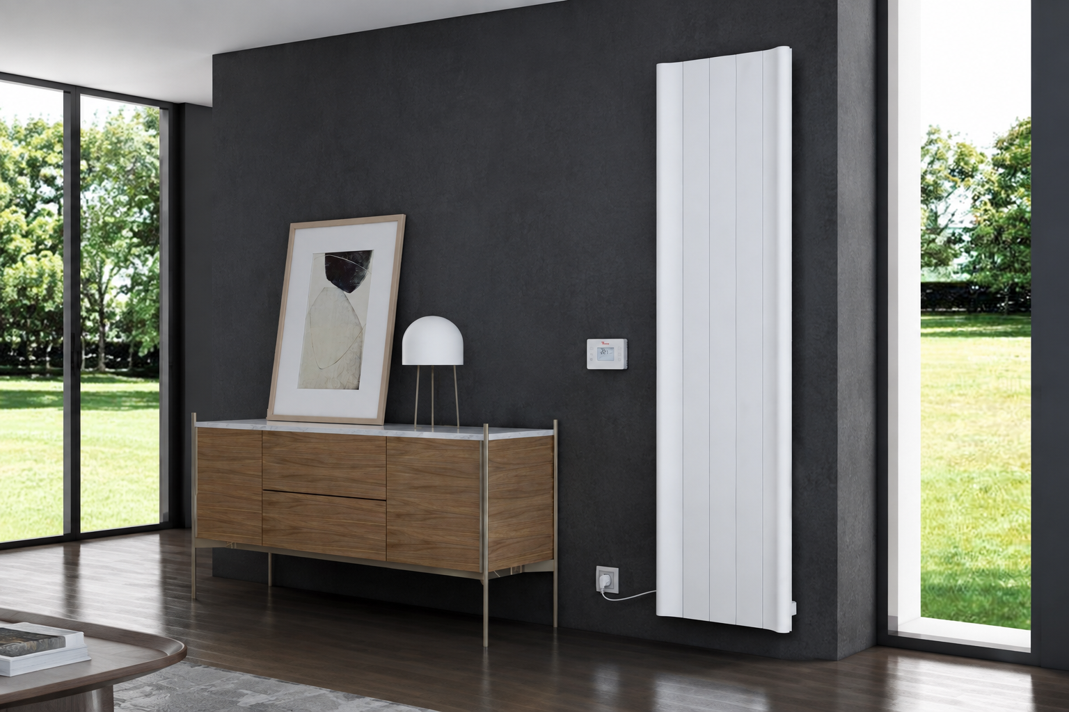 Radiator electric de design CARISA, colecția BOREAS B, 1800x462 mm, ALB