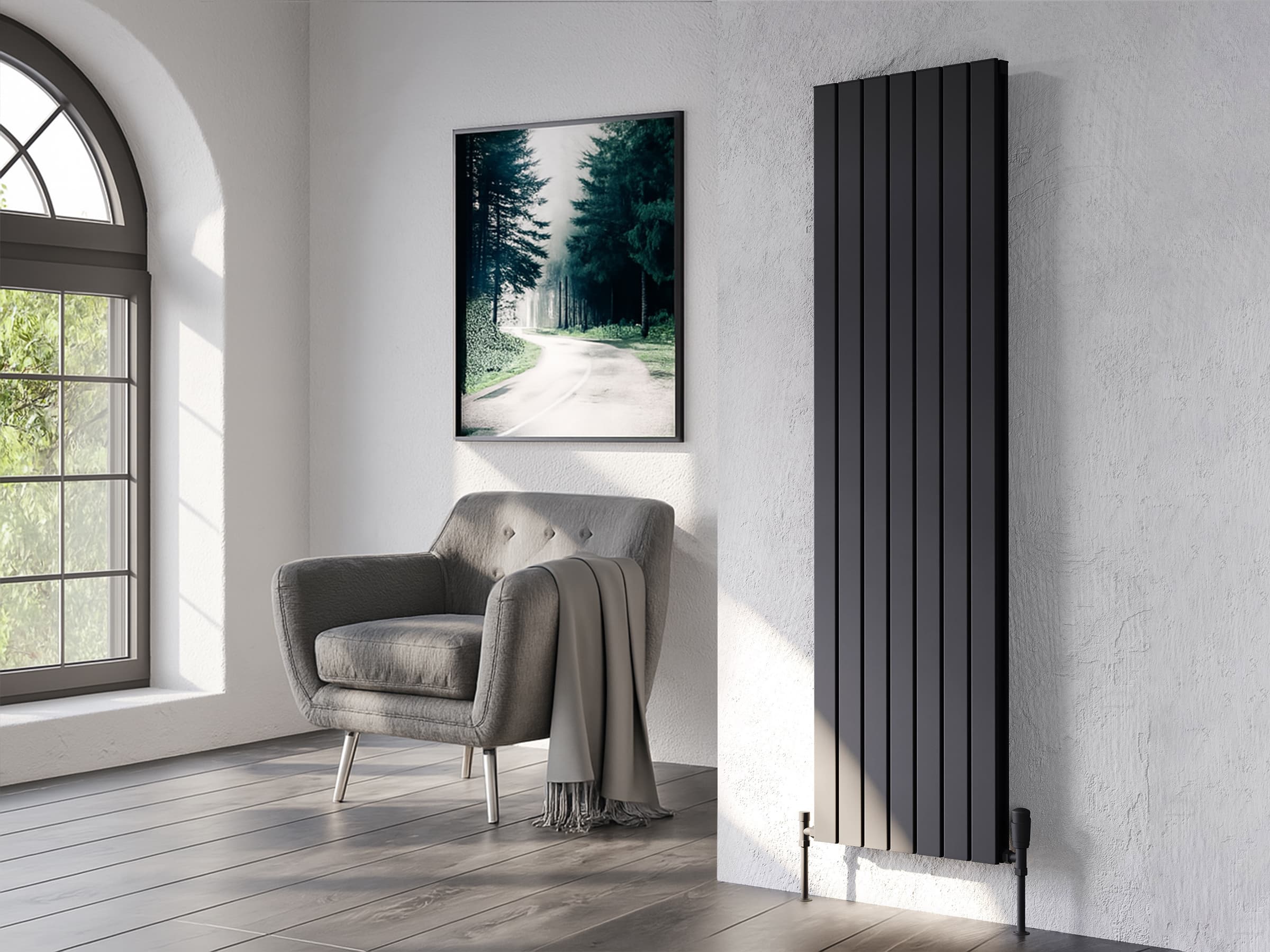 Calorifer decorativ LOJIMAX, colectia  ROYAL DOUBLE inaltimea 200 mm. latimea 218 mm. negru mat