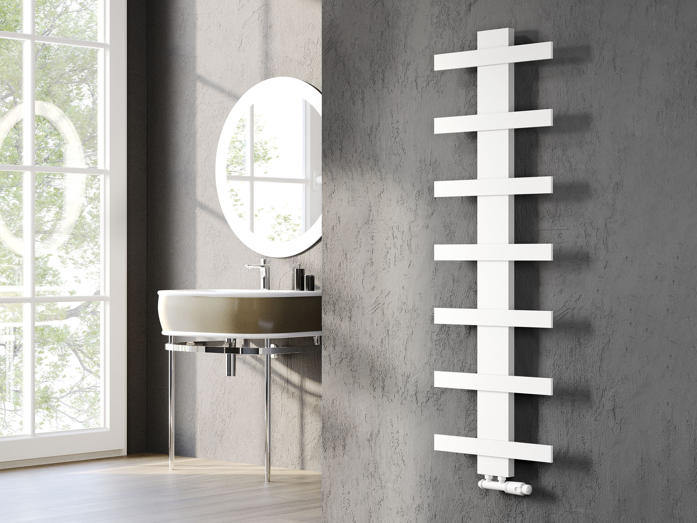 Uscător de prosoape de design LOJIMAX colecția ALBATROS STYLE 1340x450 mm, Alb