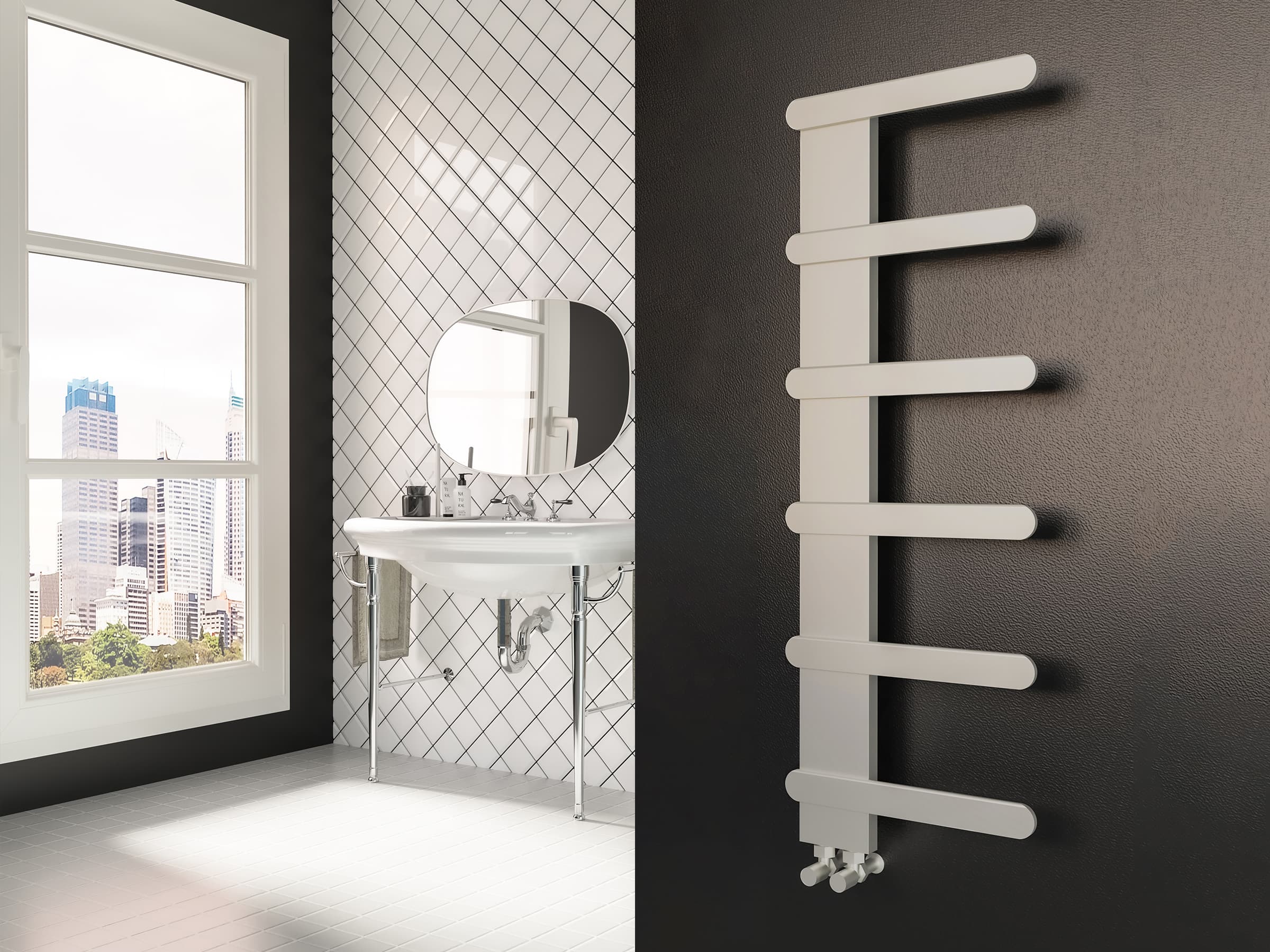 Uscător de prosoape de design LOJIMAX colecția NUMMO STYLE 1140x450 mm, Lemon
