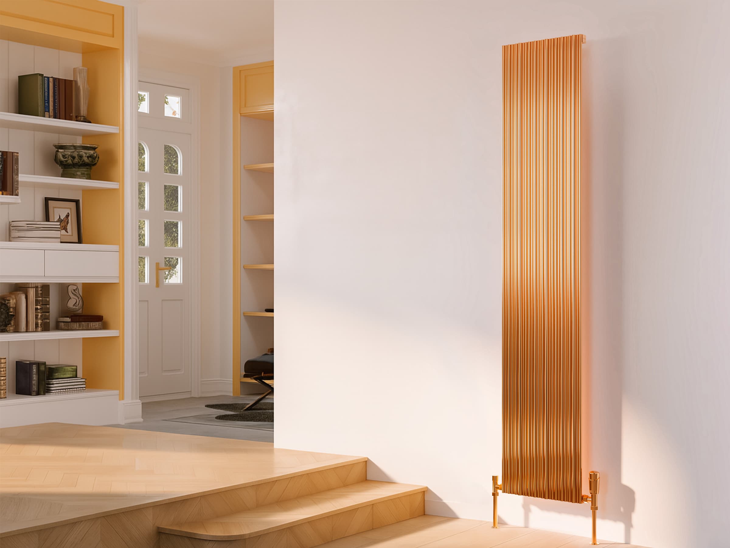 Calorifer decorativ LOJIMAX, colectia BAMBOO inaltimea 500 mm. latimea 359 mm. COPPER MATT ANODISING