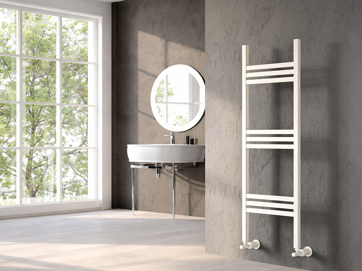 Uscător de prosoape decorativ LOJIMAX, colecția BETA Lățime 300 mm. Înălțime 780 mm. alb mat