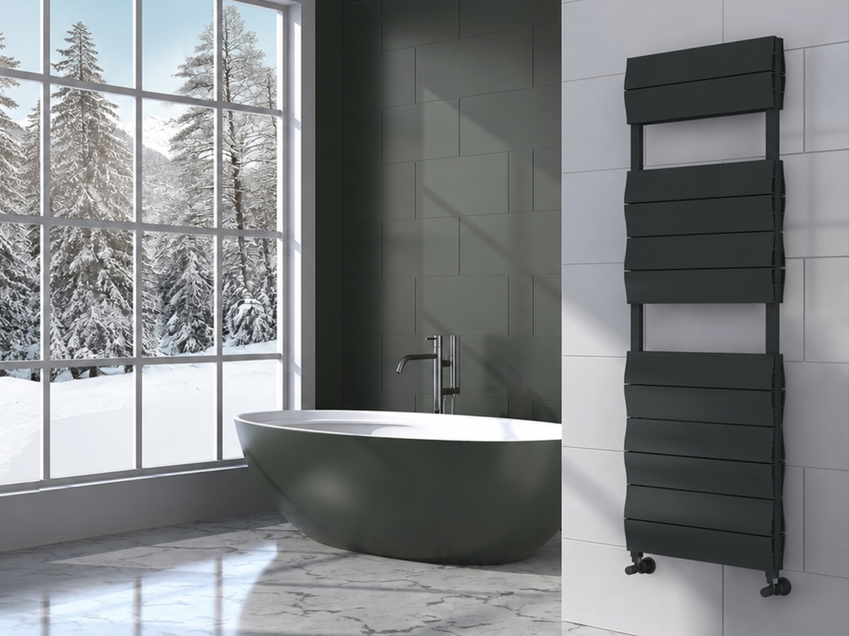 Uscător de prosoape de design LOJIMAX colecția LIA DOUBLE 1200x500 mm, Antracit