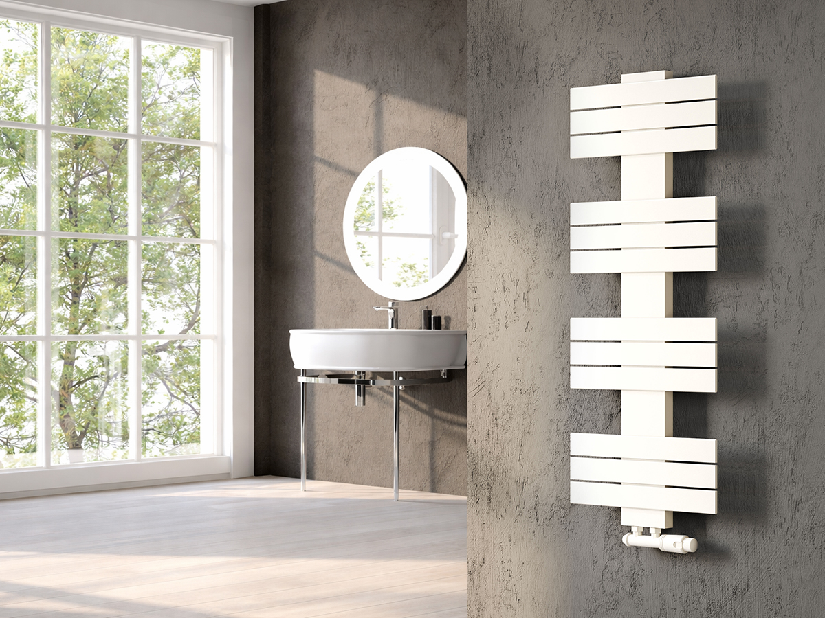 Uscător de prosoape decorativ LOJIMAX, colecția ALBATROS Lățime 250 mm. Înălțime 400 mm. alb mat