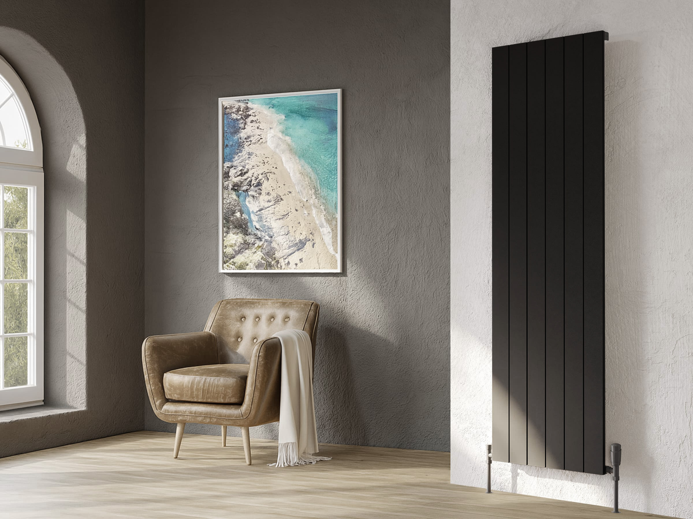 Calorifer decorativ LOJIMAX, colectie KALSEDON 200 mm. 280 mm. negru mat