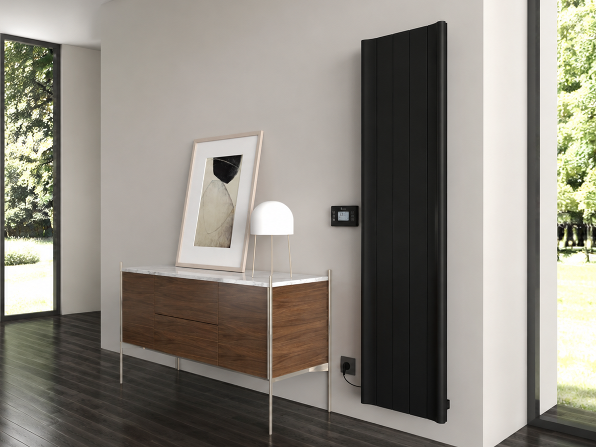 Radiator electric de design CARISA, colecția BOREAS B, 1800x462 mm, NEGRU