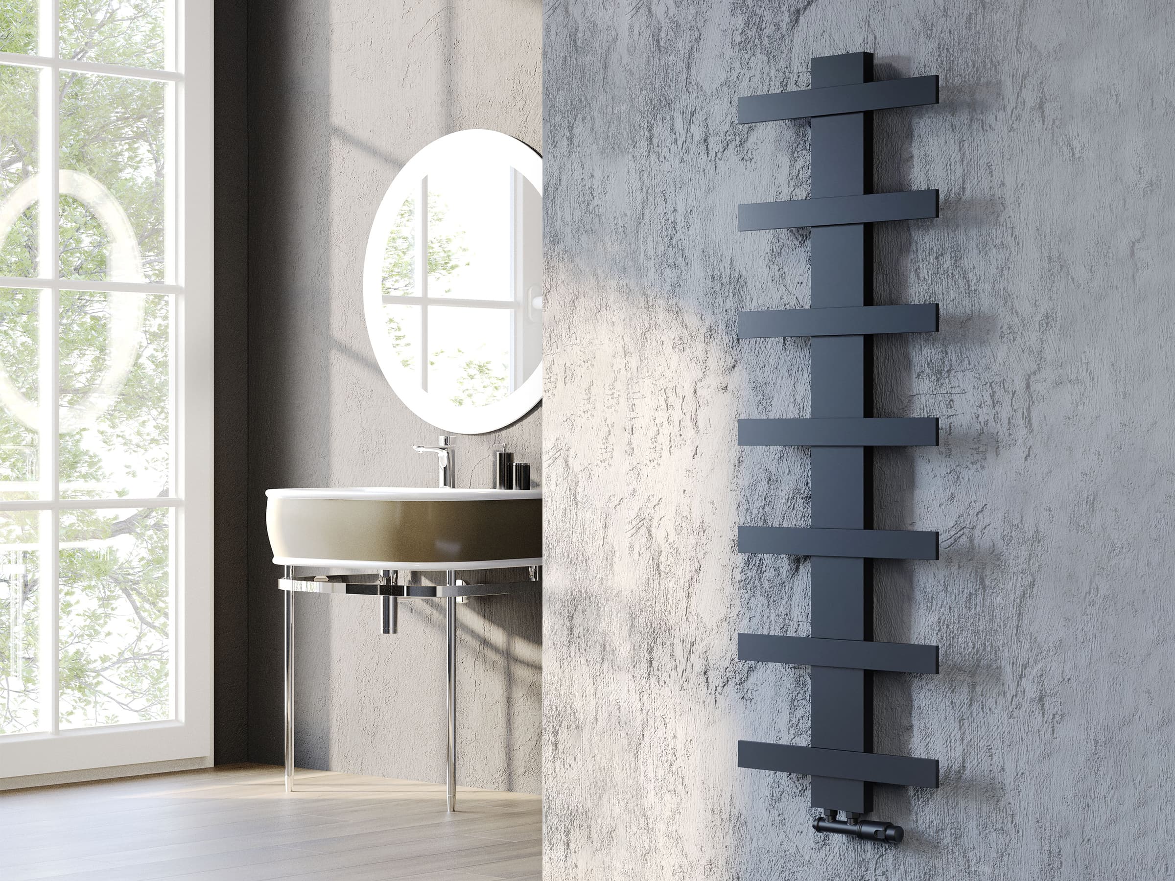 Uscător de prosoape de design LOJIMAX colecția ALBATROS STYLE 1540x450 mm, Negru