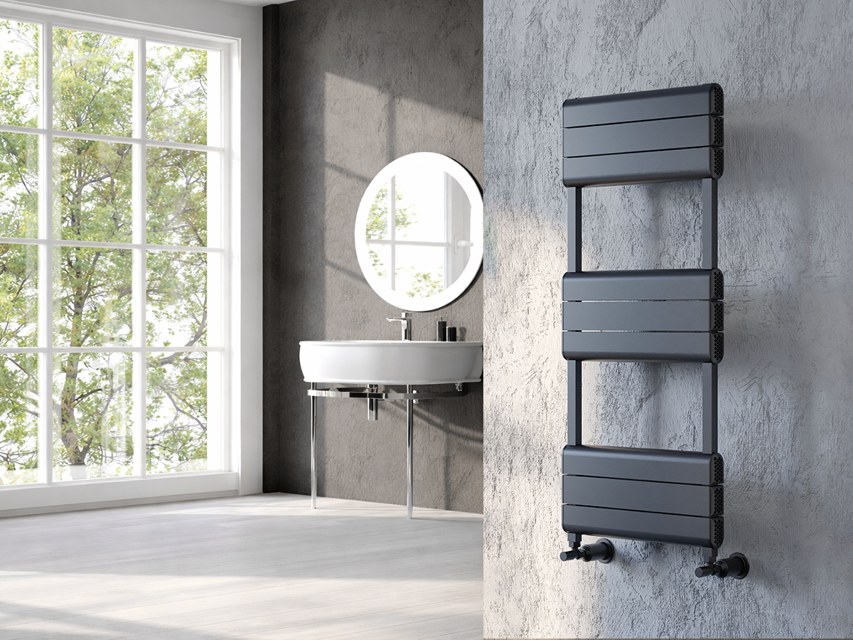 Uscător de prosoape decorativ LOJIMAX, colecția ABITA Lățime 300 mm. Înălțime 725 mm. negru mat