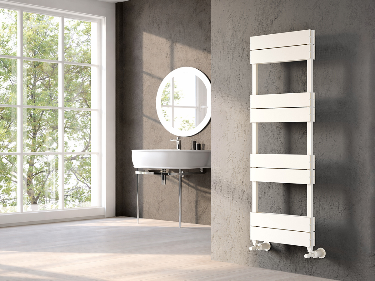 Uscător de prosoape decorativ LOJIMAX, colecția BENOIT DOUBLE LINE Lățime 300 mm. Înălțime 860 mm. alb mat