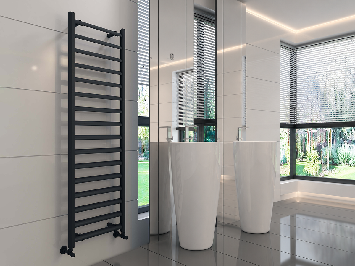 Uscător de prosoape de design CARISA, colecția LARA L, 1200x485 mm, NEGRU