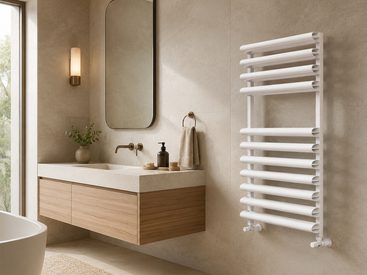 Uscător de prosoape de design LOJIMAX colecția PERIDOT 1000x500 mm, Alb