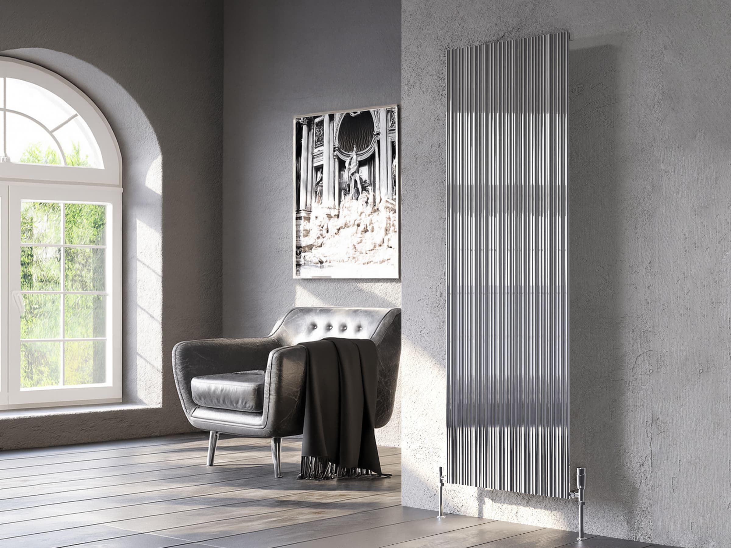 Calorifer decorativ LOJIMAX colecția BAMBOO 1800x479 mm, Light Anodising