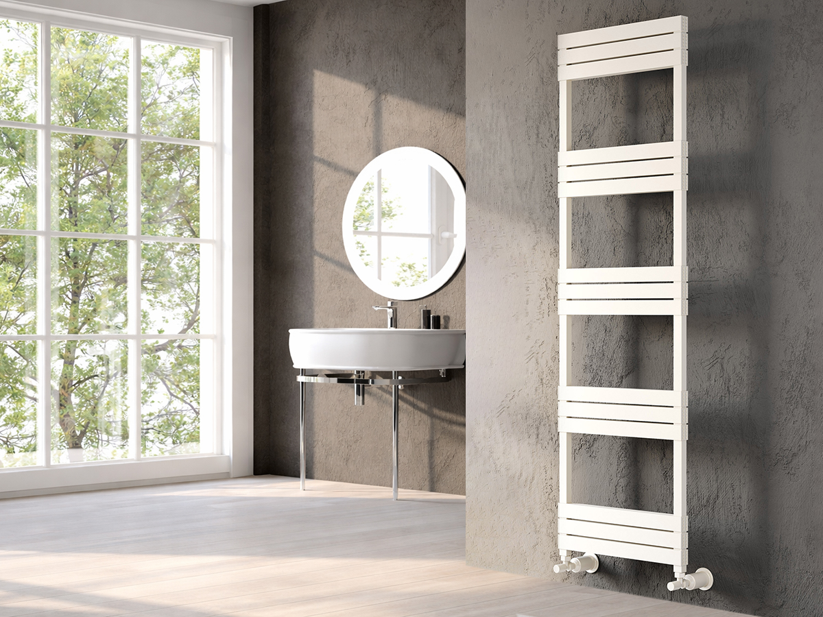 Uscător de prosoape decorativ LOJIMAX, colecția ELEGANT Lățime 300 mm. Înălțime 640 mm. alb mat