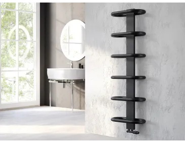 Uscător de prosoape decorativ LOJIMAX, colecția TEOS Lățime 390 mm. Înălțime 400 mm. negru mat