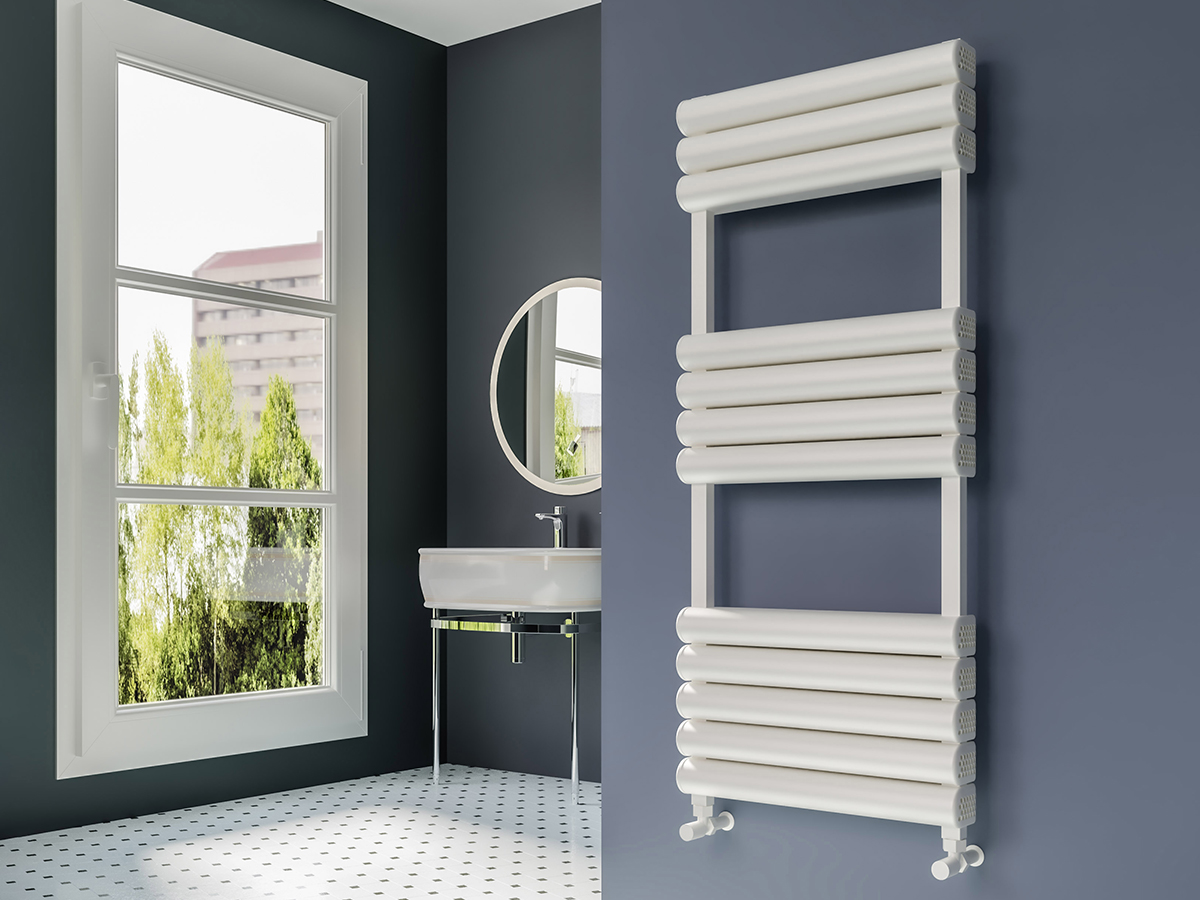 Uscător de prosoape decorativ LOJIMAX, colecția COPPA PLUS Lățime 300 mm. Înălțime 670 mm. alb mat