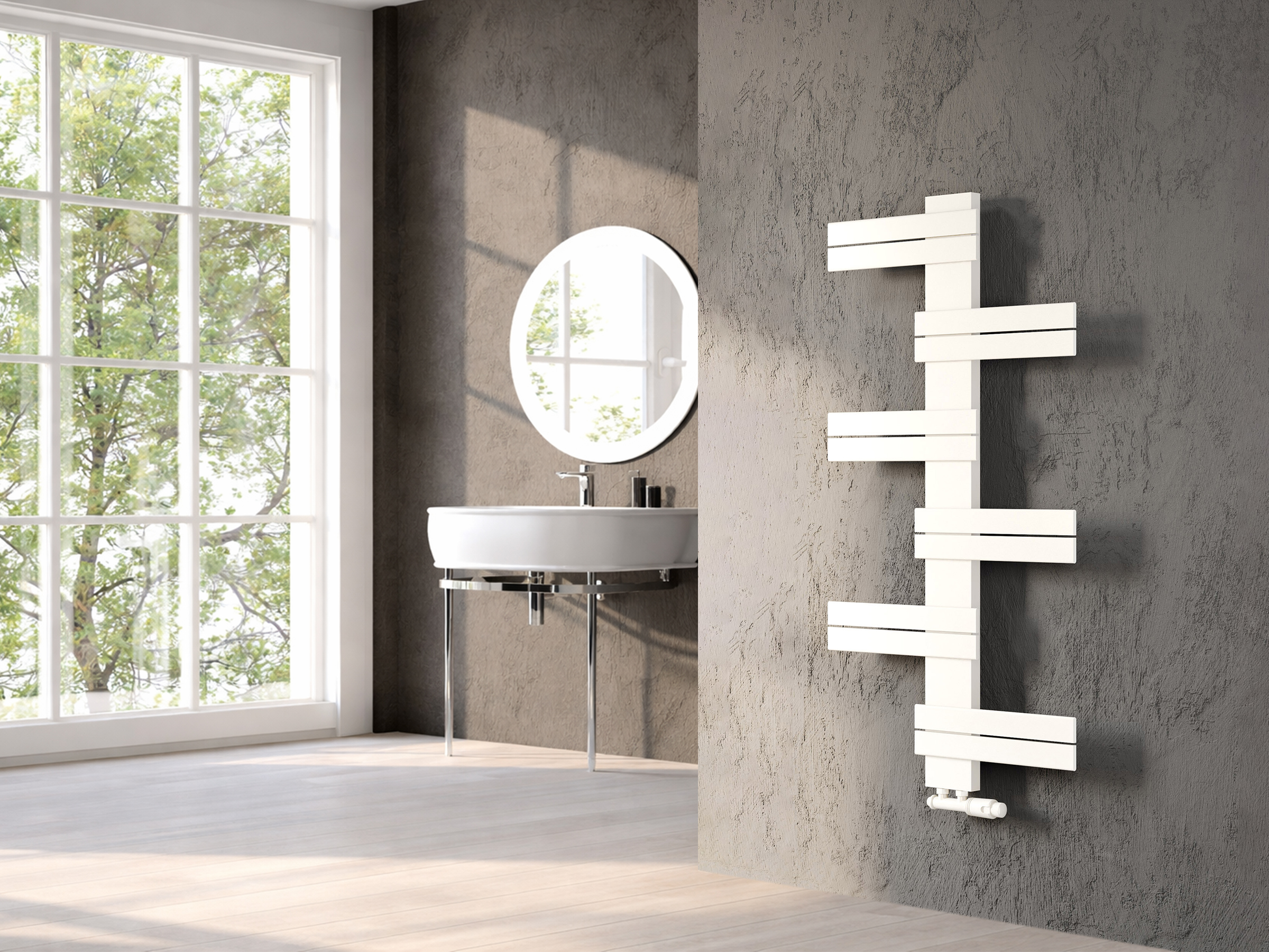 Uscător de prosoape decorativ LOJIMAX, colecția IDA Lățime 400 mm. Înălțime 400 mm. alb mat