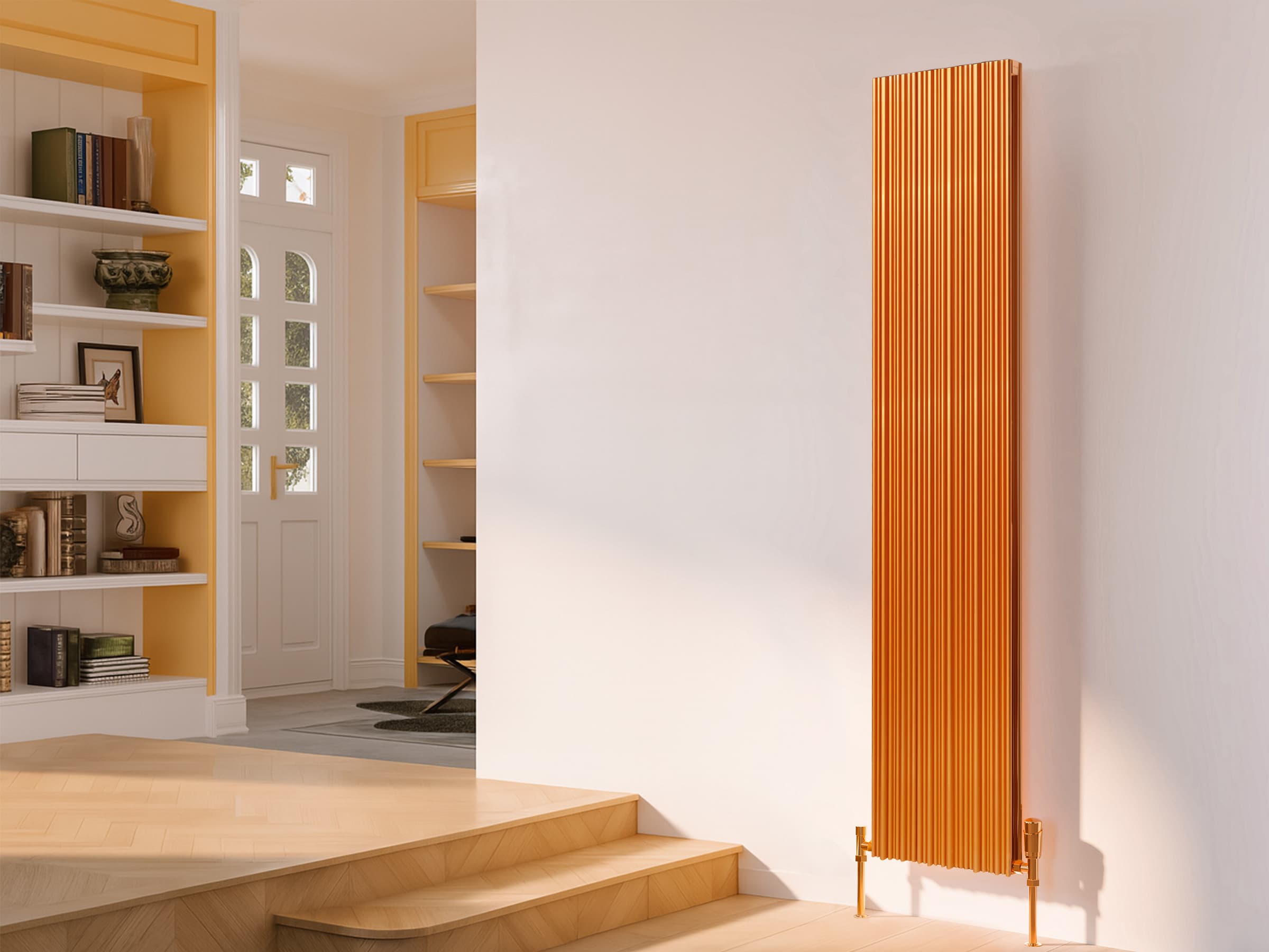 Calorifer decorativ LOJIMAX, colectia BAMBOO DOUBLE inaltimea 500 mm. latimea 479 mm. COPPER MATT ANODISING