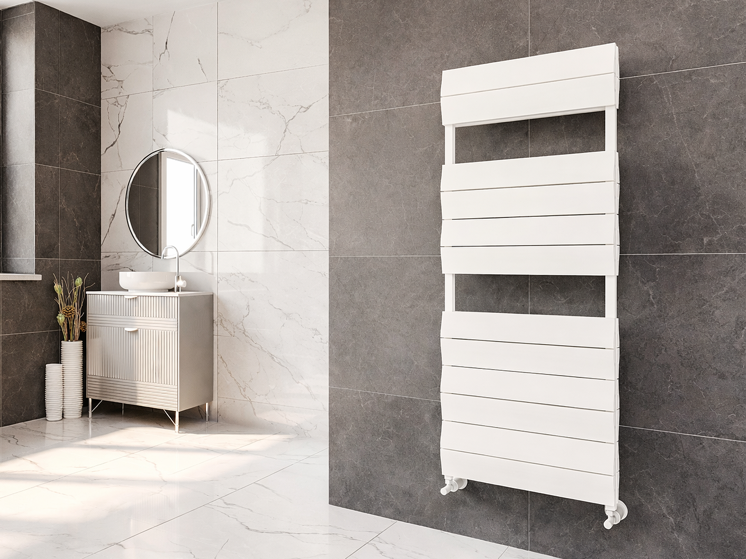Uscător de prosoape de design LOJIMAX colecția LIA DOUBLE 1200x500 mm, Alb