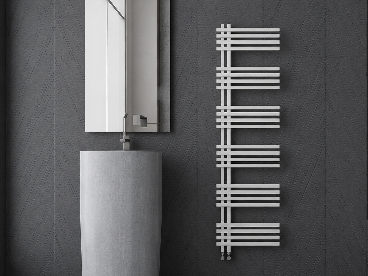 Uscător de prosoape de design CARISA, colecția TERRA, 852x500 mm, ALB
