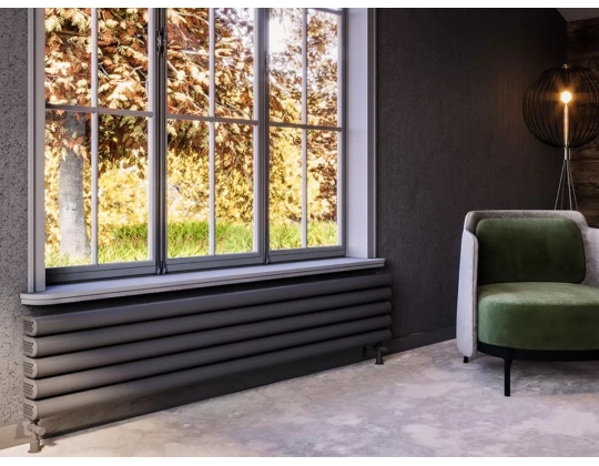 ALUMINUM HORIZONTAL RADIATOR VOLE HRZ inaltimea 1200 mm. latimea 380 mm. negru mat