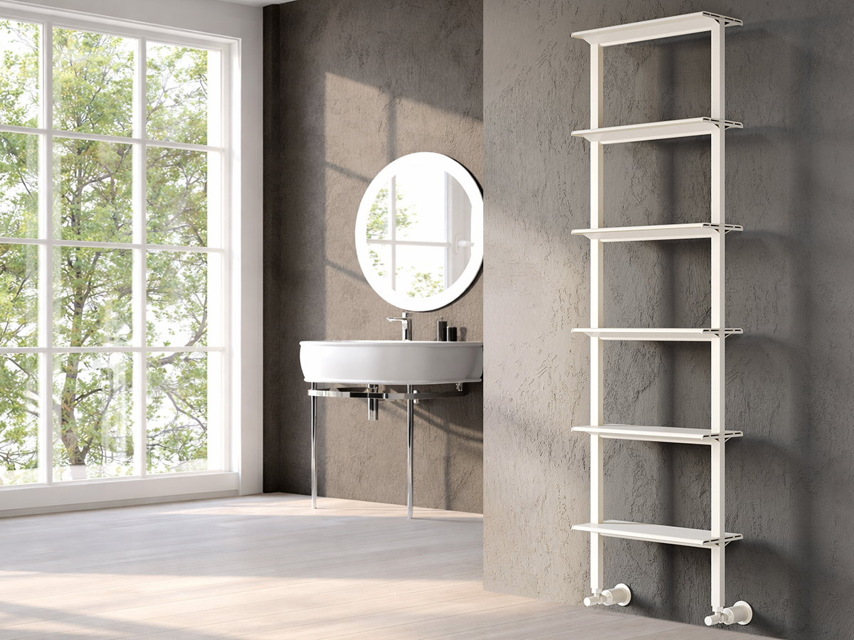 Uscător de prosoape decorativ LOJIMAX, colecția CORAL Lățime 300 mm. Înălțime 776 mm. alb mat