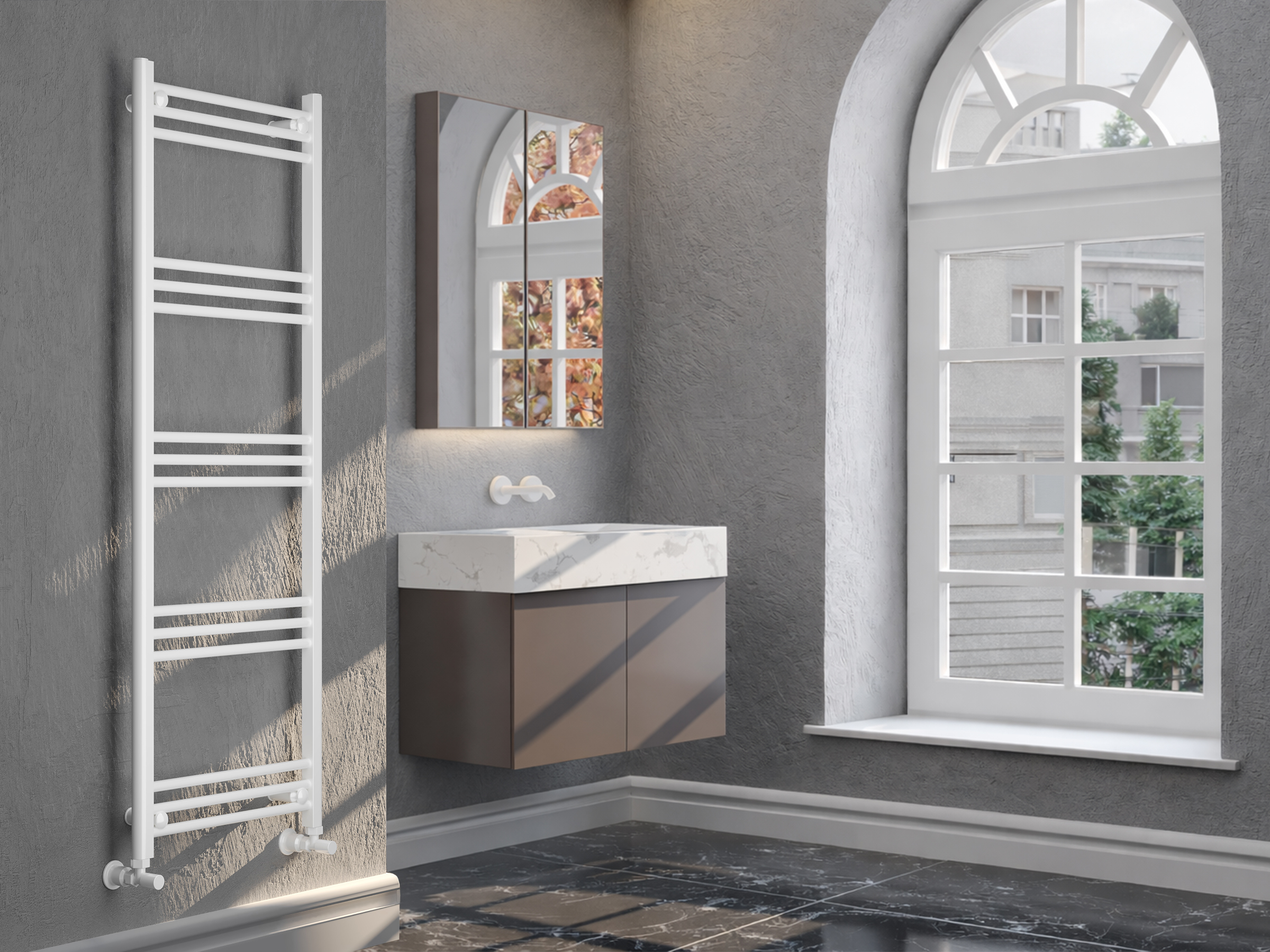 Uscător de prosoape de design LOJIMAX colecția LODOS 1480x500 mm, Alb