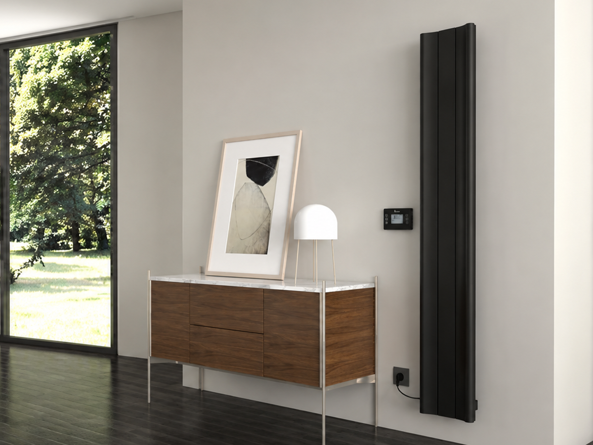 Radiator electric de design CARISA, colecția BOREAS B, 1800x276 mm, NEGRU