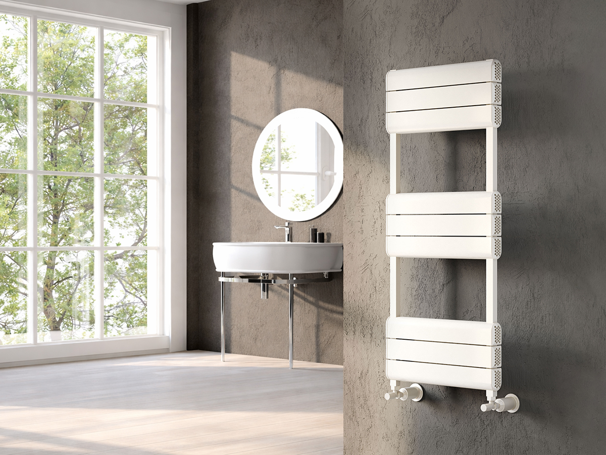 Uscător de prosoape decorativ LOJIMAX, colecția ABITA Lățime 300 mm. Înălțime 725 mm. alb mat