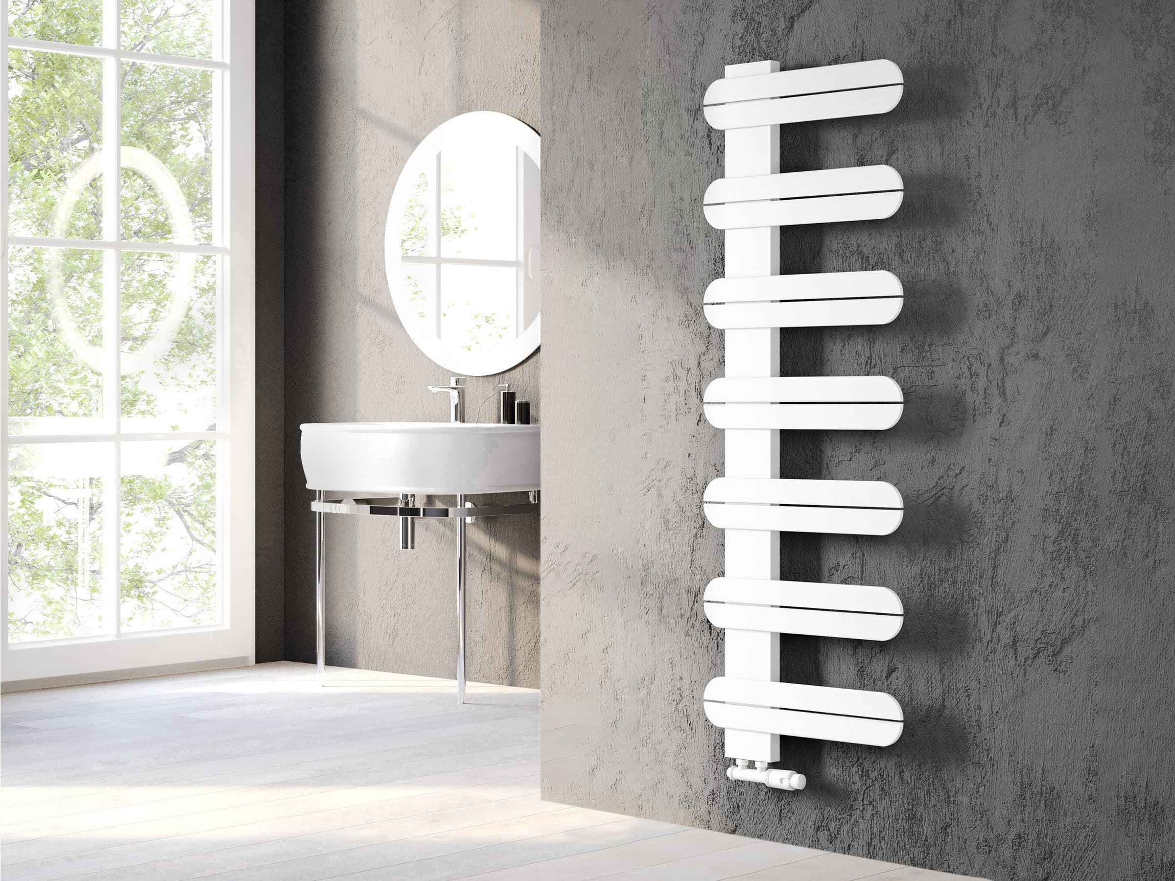 Uscător de prosoape de design LOJIMAX colecția LINEA 1425x500 mm, Alb