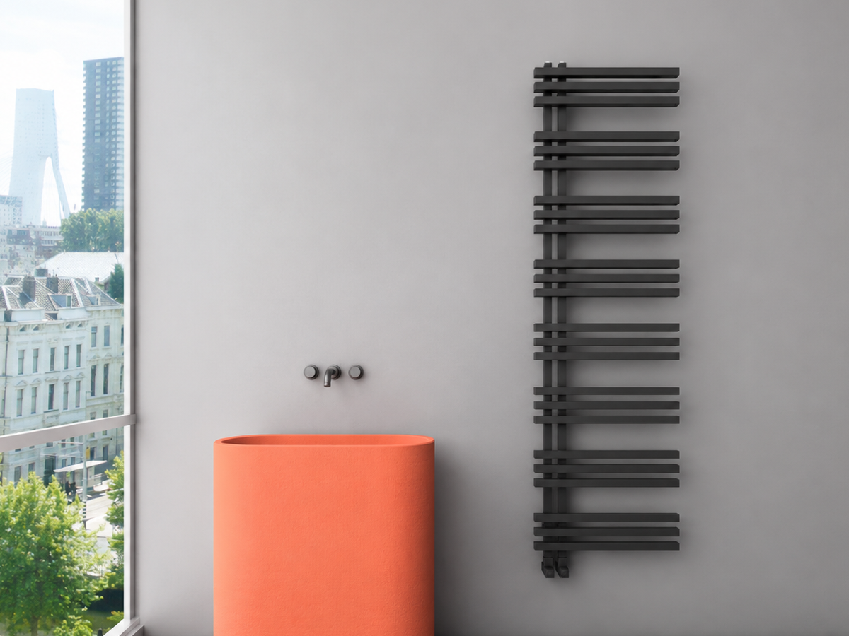 Uscător de prosoape de design CARISA, colecția TERRA, 852x500 mm, NEGRU