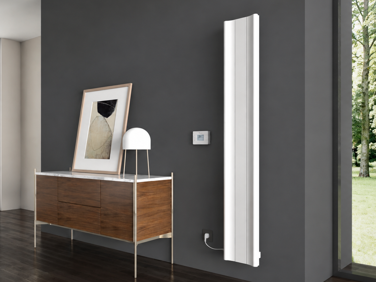 Radiator electric de design CARISA, colecția BOREAS B, 1800x276 mm, ALB