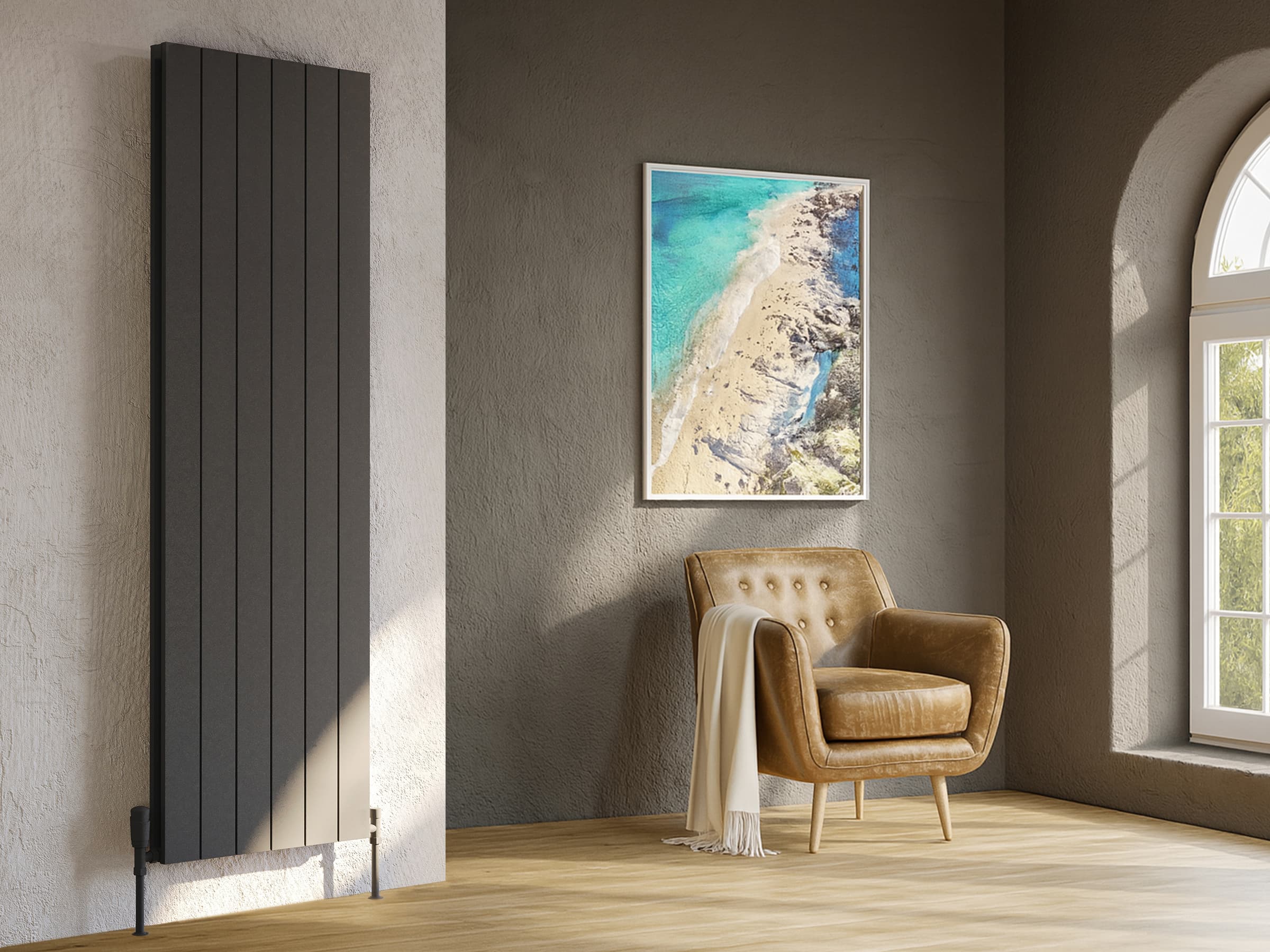 Calorifer decorativ LOJIMAX, colectia  KALSEDON DOUBLE высота 300 mm. ширина 280 mm. antracit mat