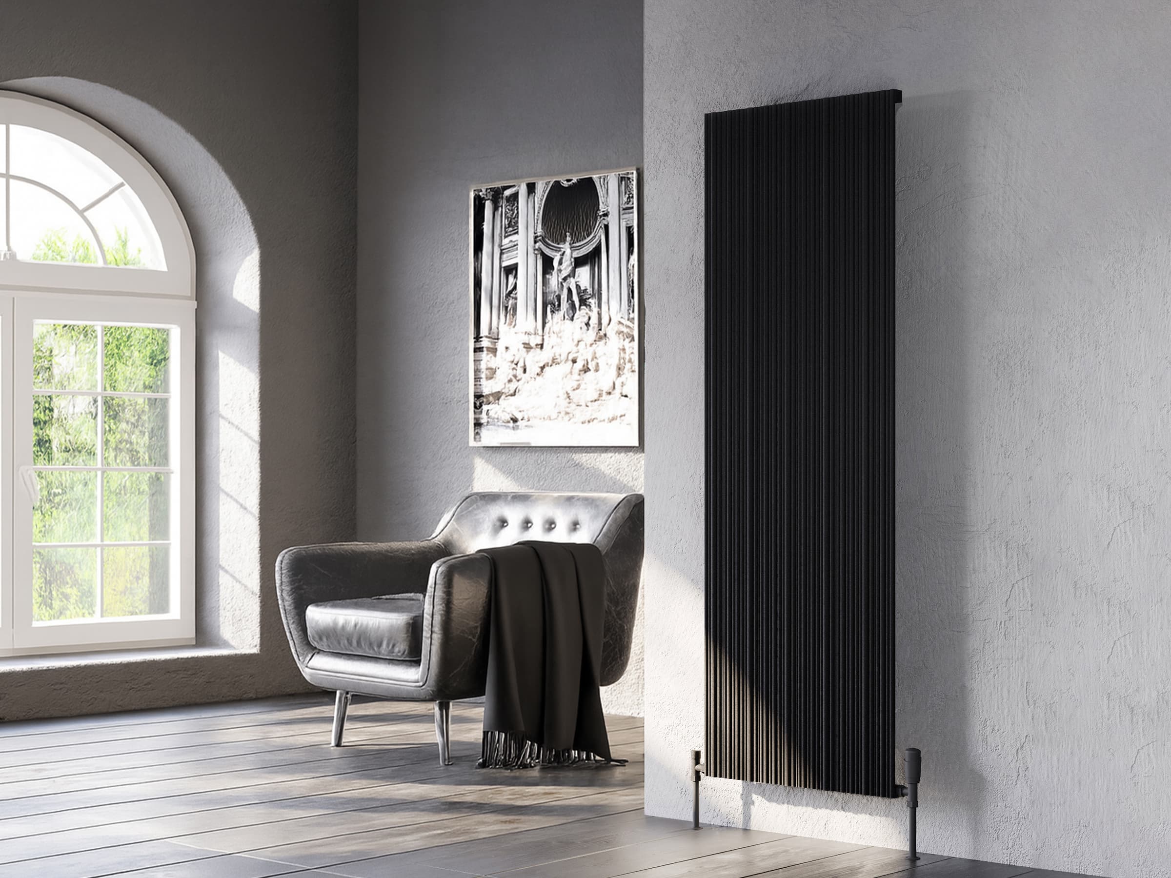 Дизайнерский радиатор LOJIMAX коллекция BAMBOO 1800x479 мм, Black Matt Anodising