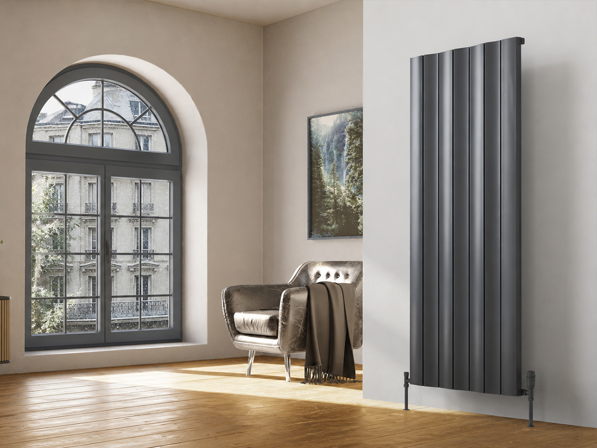Дизайнерский радиатор LOJIMAX коллекция AMAZONITE 1600x828 мм, Серый (Juniper)