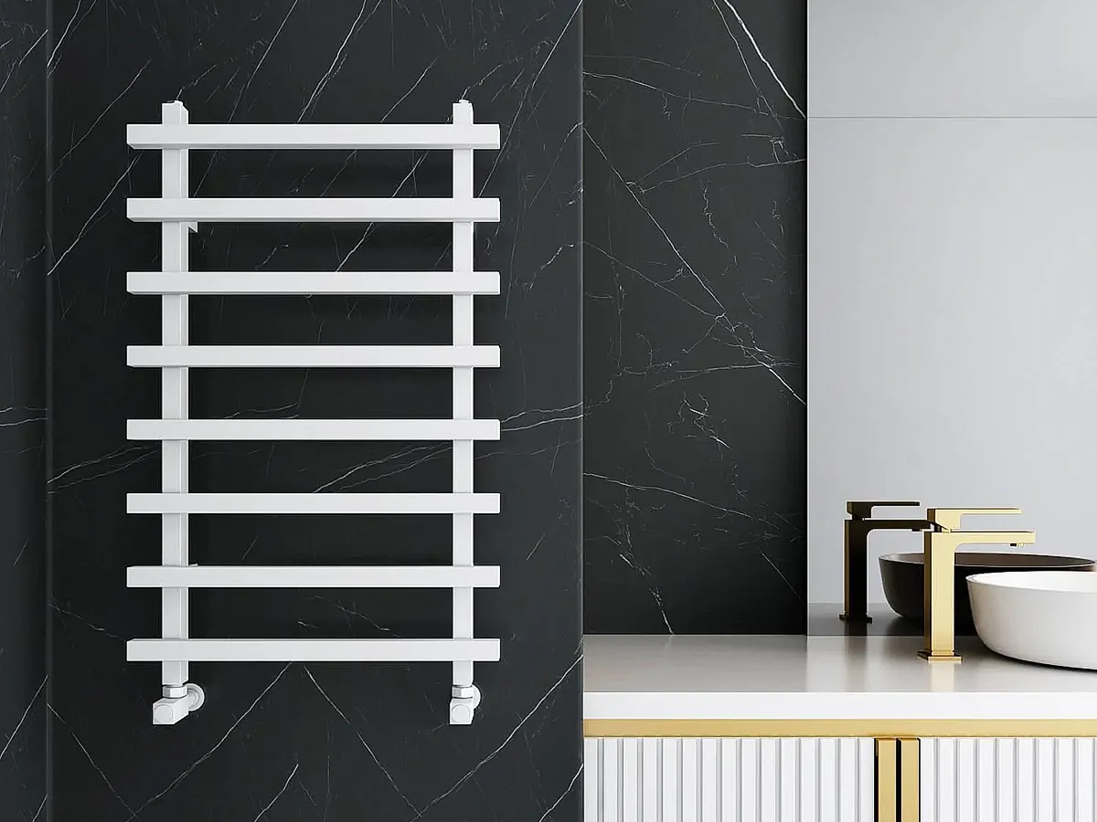 Uscător de prosoape de design CARISA, colecția BARON L, 1200x500 mm, ALB