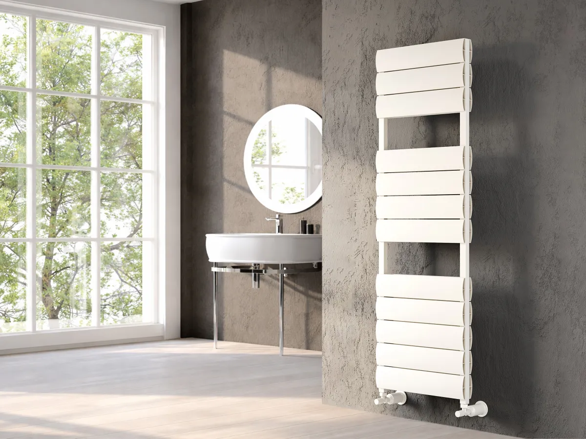 Uscător de prosoape decorativ LOJIMAX, colecția EMERALD  DOUBLE  PLUS Lățime 300 mm. Înălțime 685 mm. alb mat