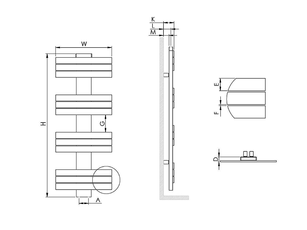 Uscător de prosoape decorativ LOJIMAX, colecția BALLOSS Lățime 250 mm. Înălțime 400 mm. negru mat