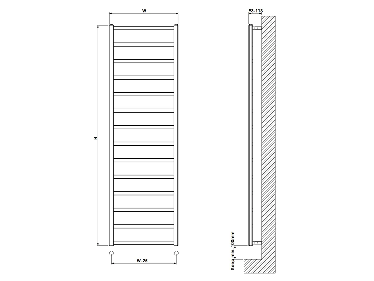 Uscător de prosoape de design CARISA, colecția BURTON, 760x480 mm, LEMON