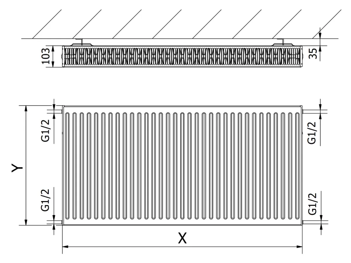 Стальной панельный радиатор CORAD TIP 22 500x2200