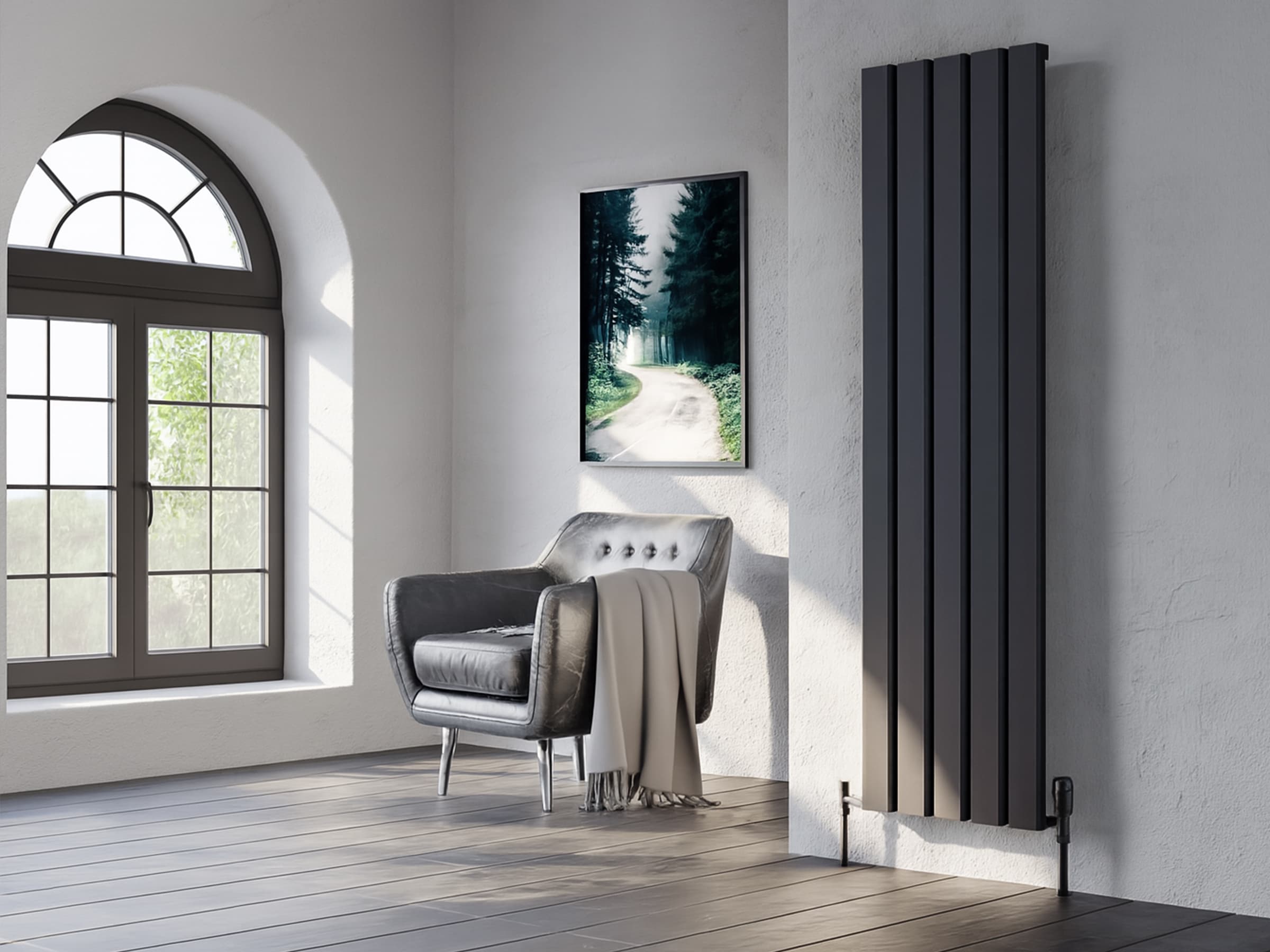 Calorifer decorativ LOJIMAX, colectie DIAMOND 300 mm. 1396 mm. negru mat